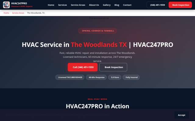 HVAC247PRO's page as the assistant saw it