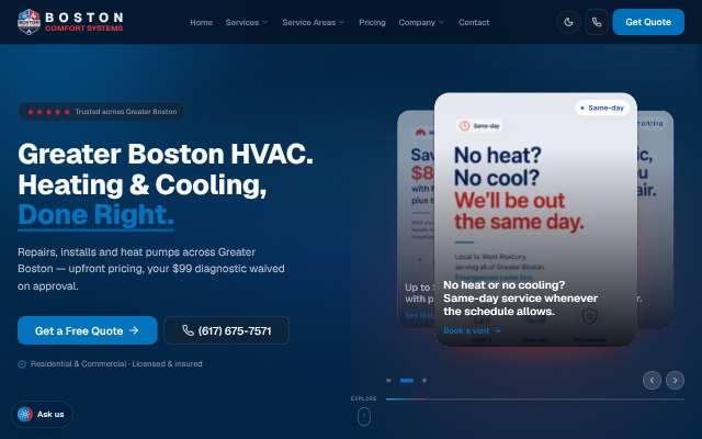 Boston Comfort Systems's page as the assistant saw it