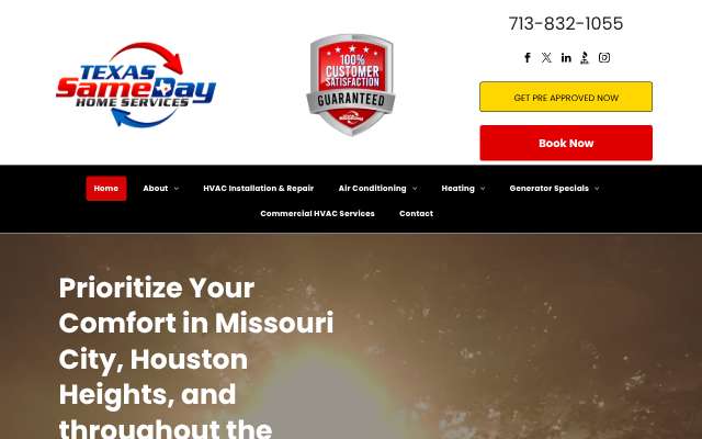 Texas Same-Day Air Conditioning, Heating & Plumbing's page as the assistant saw it