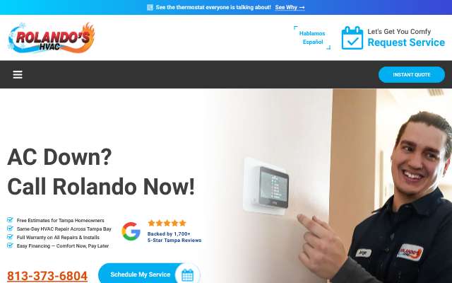 Rolando's HVAC's page as the assistant saw it