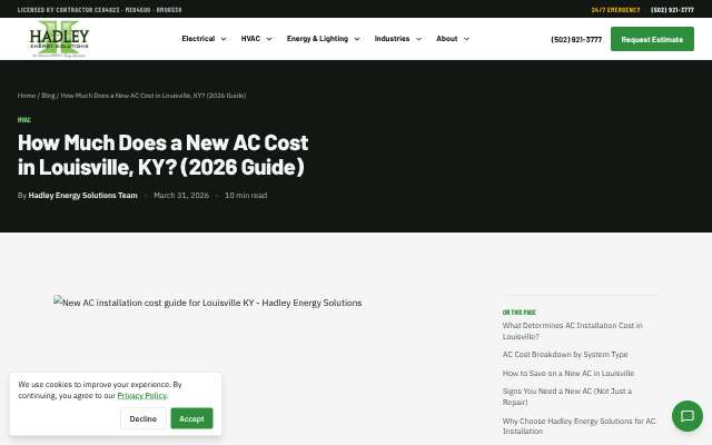 Hadley Energy Solutions's page as the assistant saw it