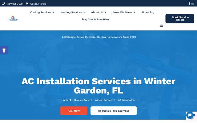 ASR Services Heating & Air Conditioning's page as the assistant saw it