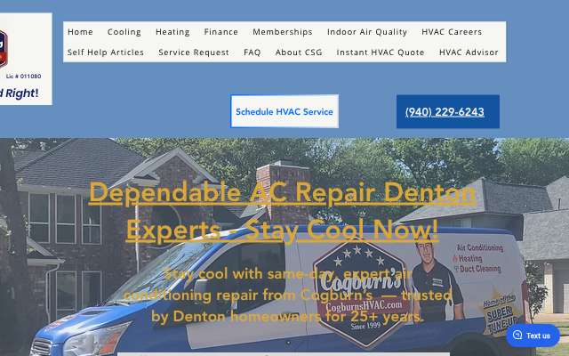 Cogburn's Heating & Air's page as the assistant saw it