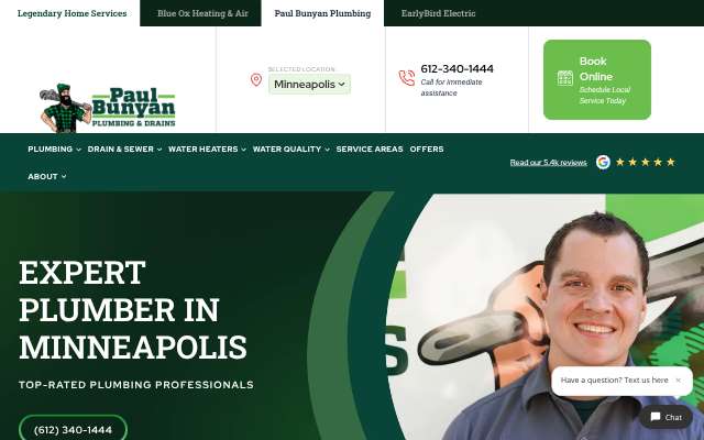 Paul Bunyan Plumbing & Drains's page as the assistant saw it