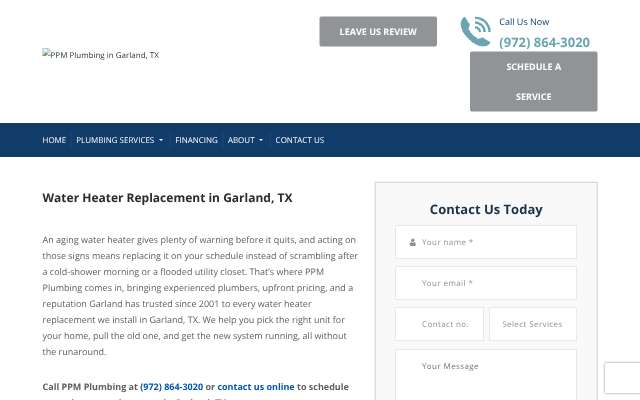 PPM Plumbing's page as the assistant saw it