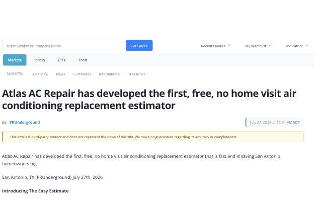 Atlas AC Repair's page as the assistant saw it