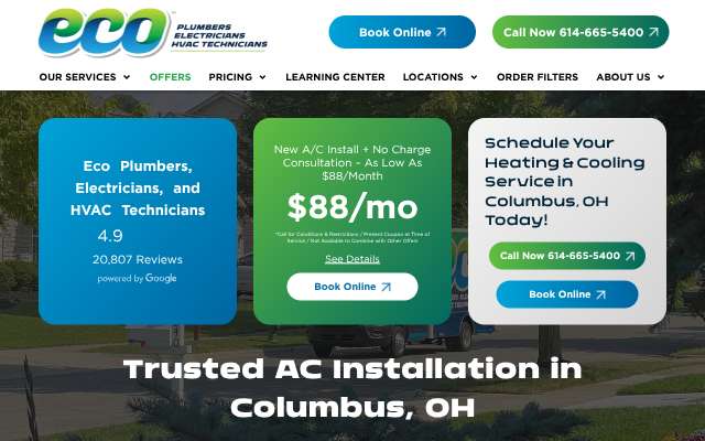 Eco Plumbers, Electricians and HVAC Technicians's page as the assistant saw it