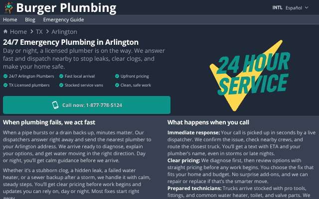 Page cited for Burger Plumbing
