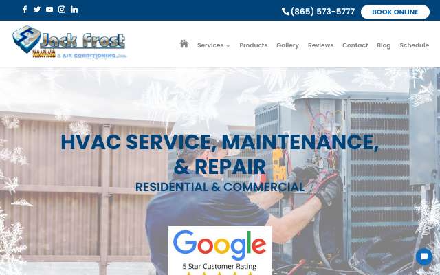 Jack Frost Heating and Air Conditioning's page as the assistant saw it