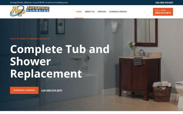 Advantage Plumbing Inc's page as the assistant saw it