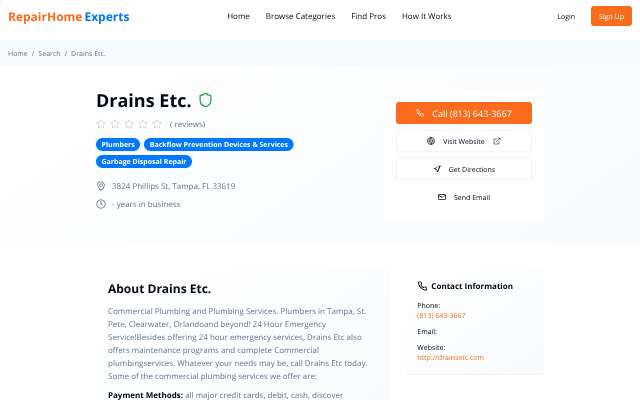 Page cited for Drains Etc.