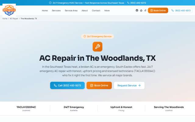 South Eastex Air Conditioning & Heating's page as the assistant saw it