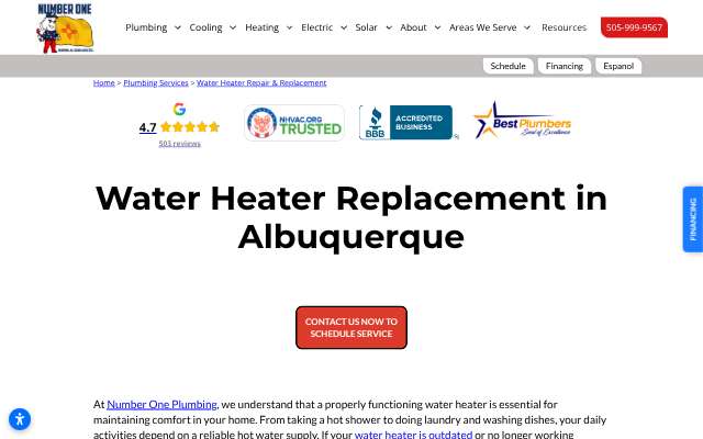 Number One Plumbing, A/C, Solar & Electric's page as the assistant saw it