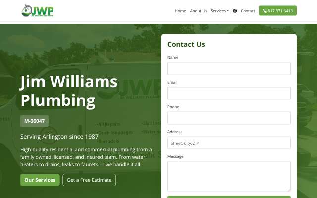 Page cited for Jim Williams Plumbing