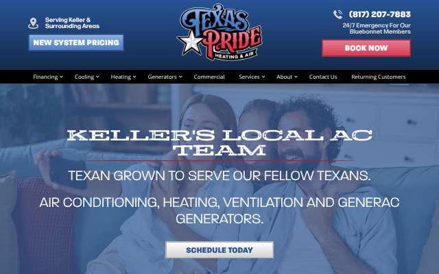 Texas Pride Heating and Air's page as the assistant saw it