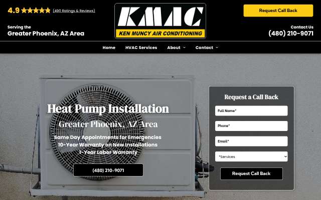 Ken Muncy Air Conditioning's page as the assistant saw it
