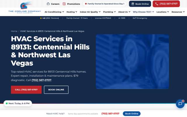 The Cooling Company's page as the assistant saw it