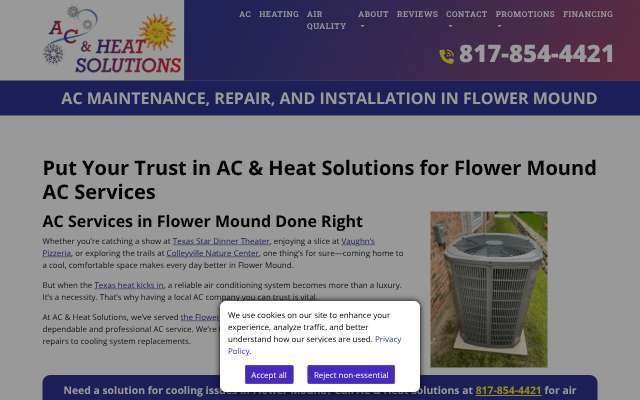 AC & Heat Solutions's page as the assistant saw it