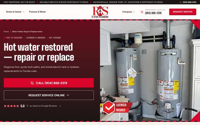 Page cited for R Stud Plumbing