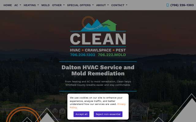 Clean Heating & Air's page as the assistant saw it