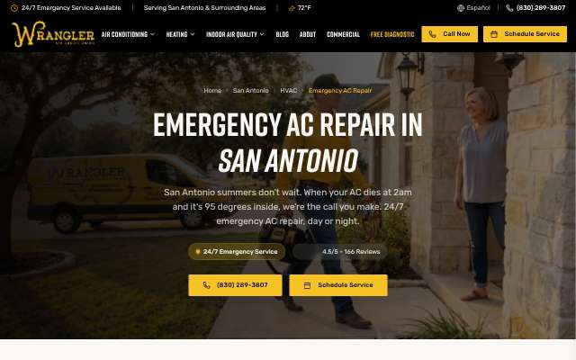 Wrangler Air Conditioning's page as the assistant saw it