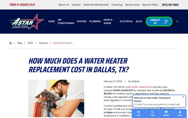 Page cited for Astar Air Conditioning, Plumbing & Electric