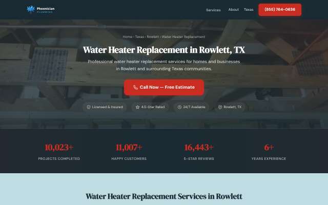 Phoenician Plumbing's page as the assistant saw it