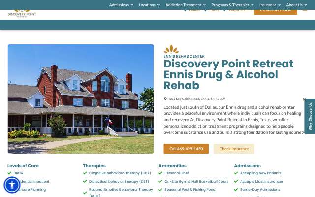Page cited for Discovery Point Retreat (Ennis residential campus)