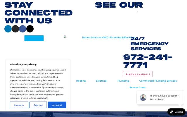 Harlen Johnson HVAC, Plumbing & Electrical's page as the assistant saw it