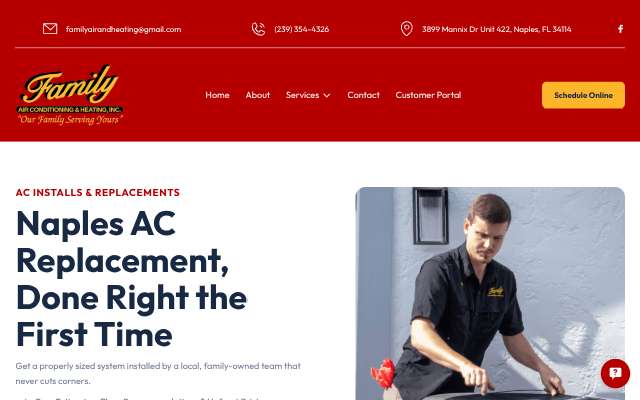 Family Air Conditioning and Heating, Inc.'s page as the assistant saw it