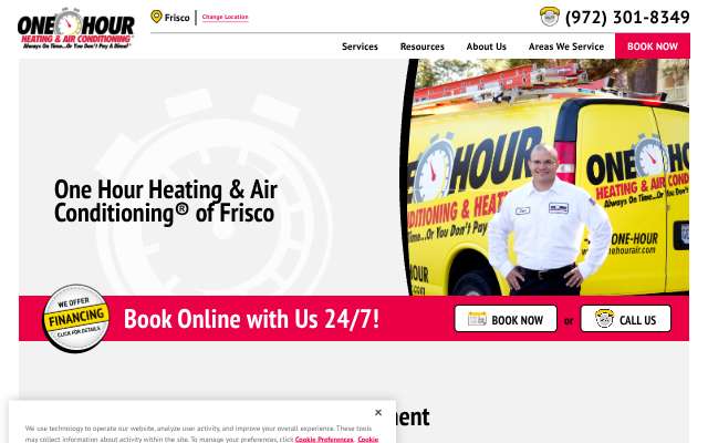 One Hour Air Conditioning & Heating of Frisco's page as the assistant saw it