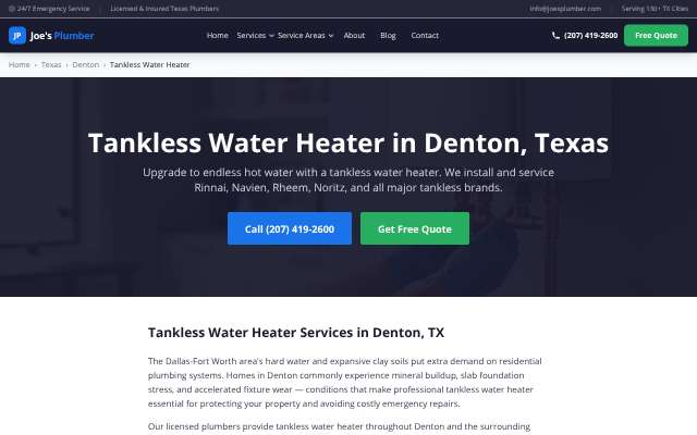 Joe's Plumber's page as the assistant saw it