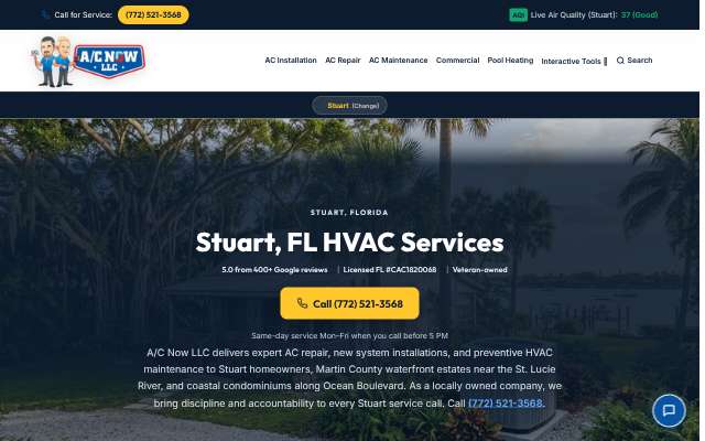 A/C Now LLC's page as the assistant saw it