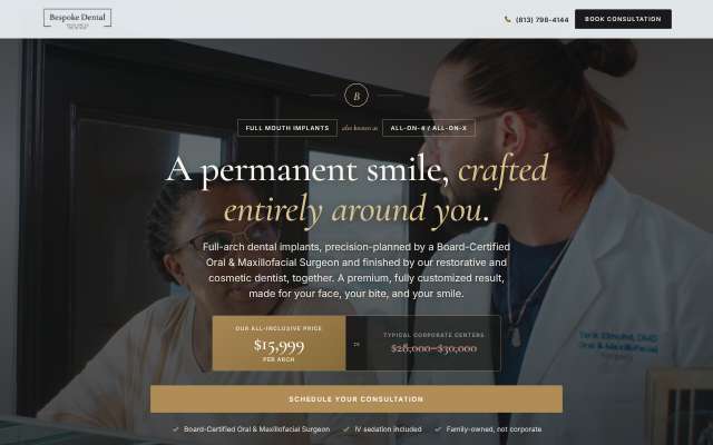 Bespoke Dental Tampa Implant Center (Lutz)'s page as the assistant saw it