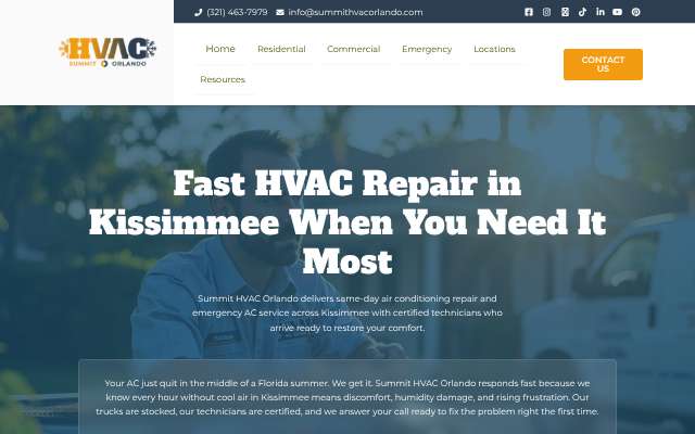 Summit HVAC Orlando's page as the assistant saw it