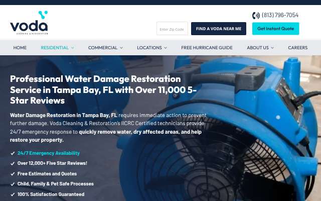 Voda Cleaning & Restoration (Tampa Bay)'s page as the assistant saw it