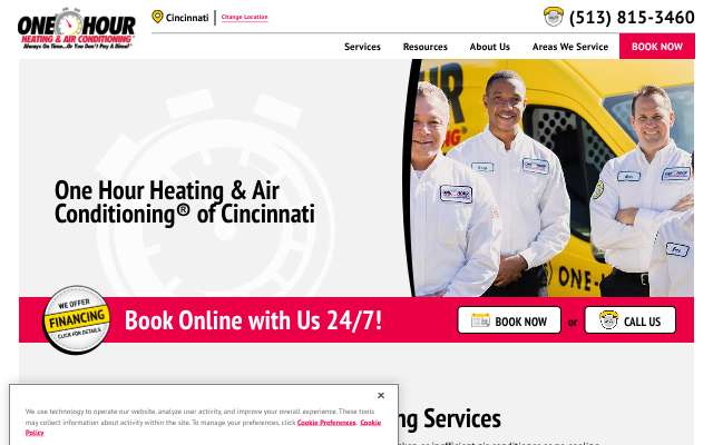 One Hour Heating & Air Conditioning's page as the assistant saw it