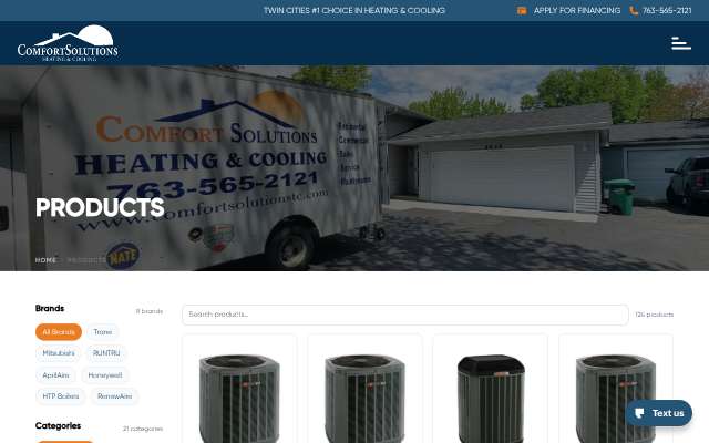 Comfort Solutions Heating and Cooling's page as the assistant saw it
