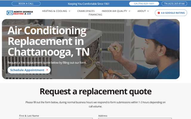 North Georgia Heating & Air's page as the assistant saw it