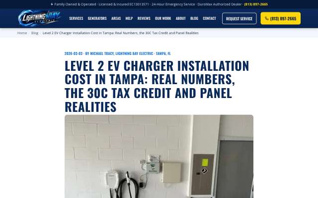 Lightning Bay Electric's page as the assistant saw it