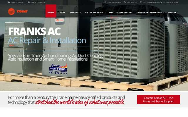 Franks Air Conditioning's page as the assistant saw it