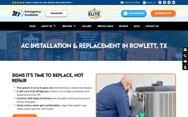 Elite Clean DFW's page as the assistant saw it