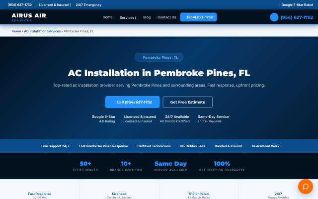 Airus Air Services's page as the assistant saw it