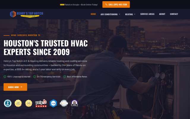 Page cited for Henry's Top Notch A/C & Heating (2228 William Tell St, Houston, TX 77093)