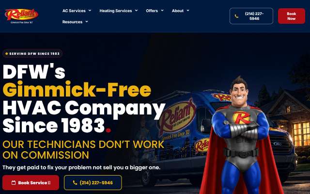 Reliant Air Conditioning's page as the assistant saw it