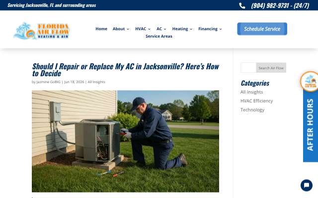 Florida Air Flow's page as the assistant saw it
