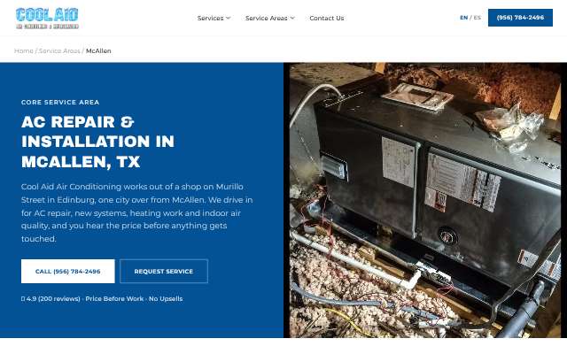 Cool Aid Air Conditioning's page as the assistant saw it