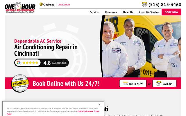 One Hour Air Conditioning & Heating of Cincinnati's page as the assistant saw it