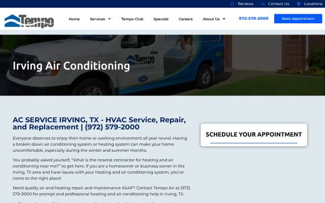 Tempo Air's page as the assistant saw it