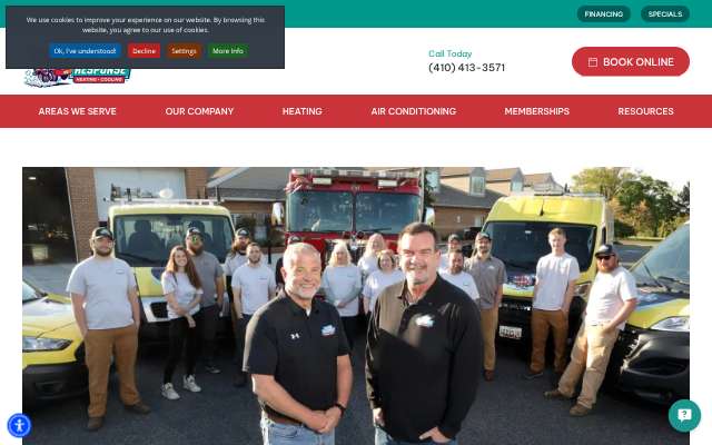 First Response Heating & Cooling's page as the assistant saw it